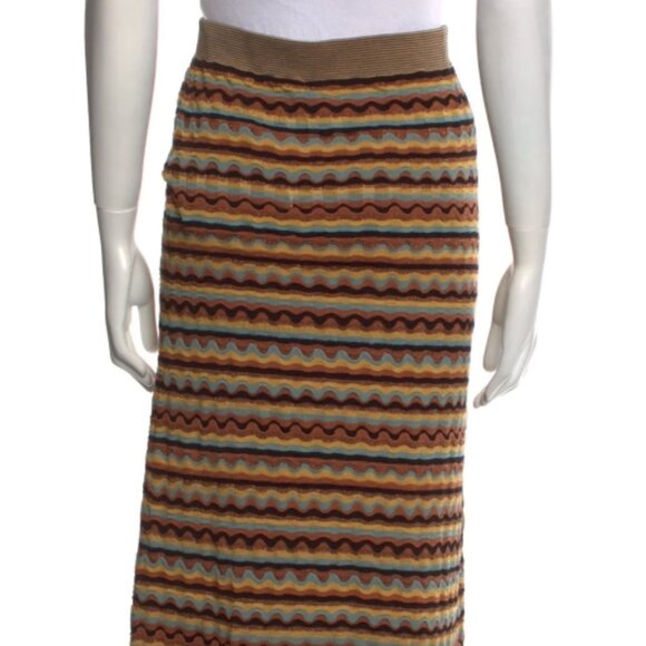 NWT Ulla Johnson Cosette Striped Neutral Knit Midi Skirt in Tiger's Eye P $650 - Picture 11 of 16